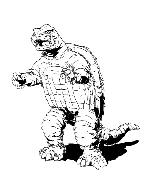 claws daiei_motion_picture full_body gamera gamera,_the_giant_monster giant giant_monster kaiju monochrome monster no_humans open_mouth sea_monster shadow sharp_teeth simple_background sketch tail teeth tongue turtle tusks ultra-taf white_background