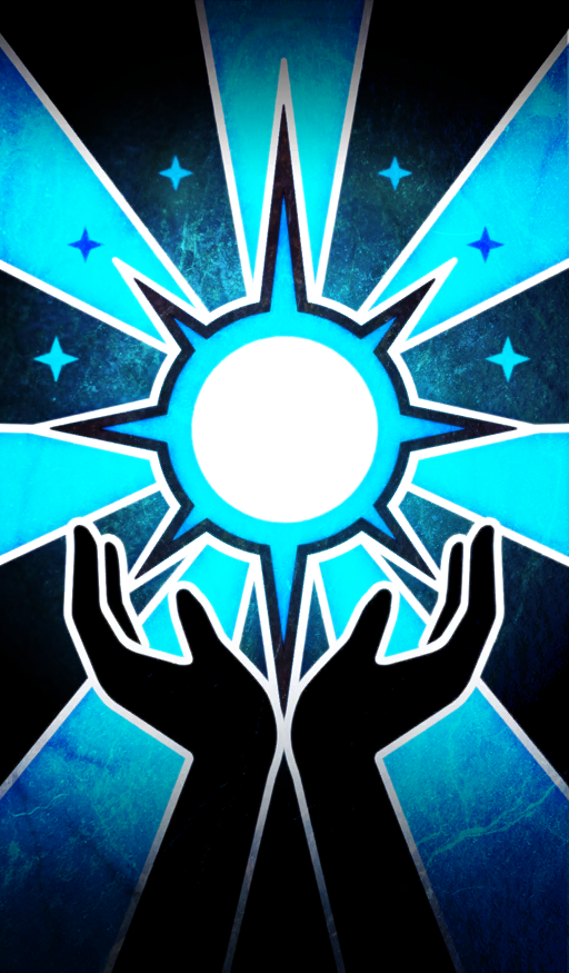 1other ambiguous_gender blue_theme commentary fate/grand_order fate_(series) four-pointed_star lasengle official_art outline sunburst sunburst_background third-party_source white_outline