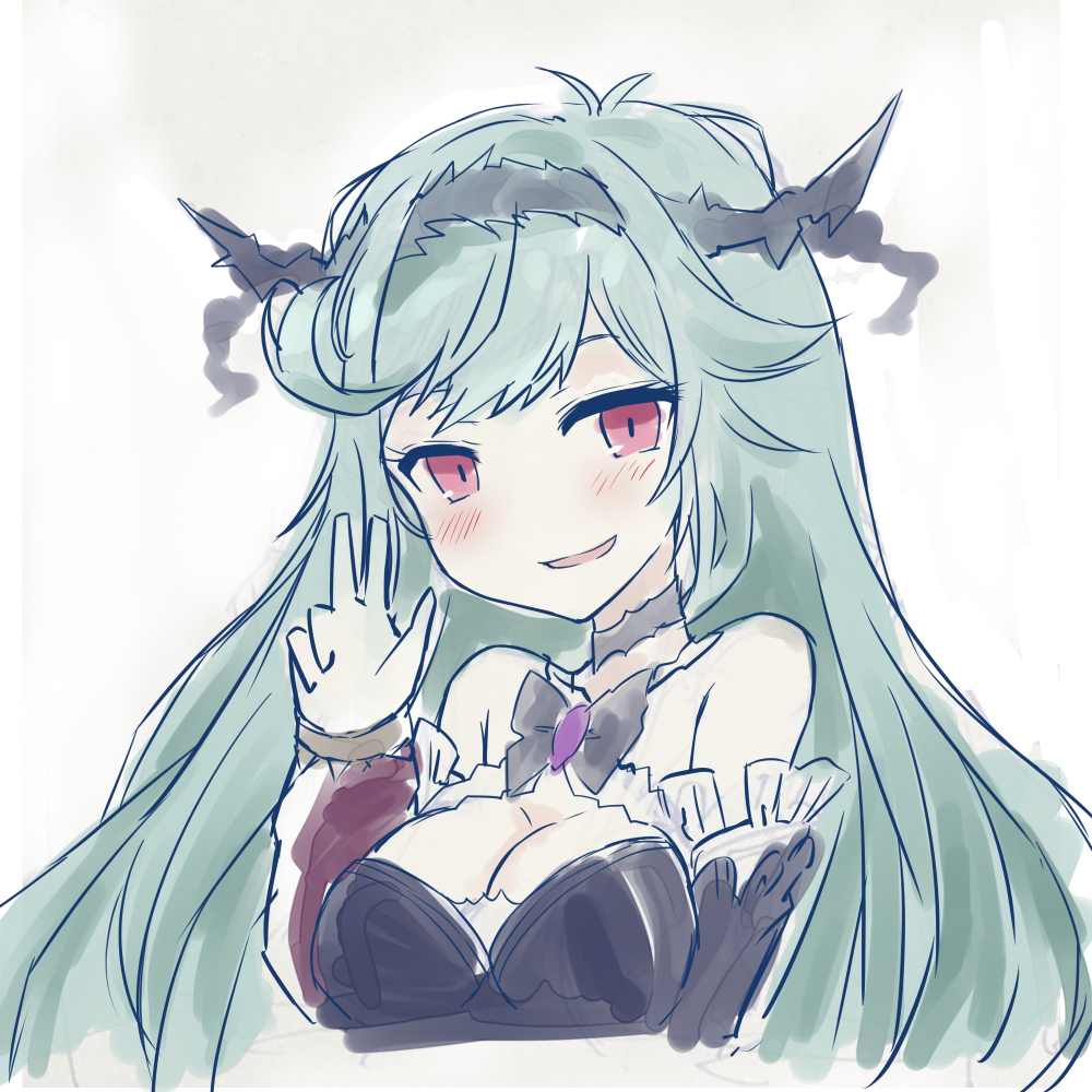 1girl aqua_hair bad_id bad_twitter_id chaos_aurora_(grimms_notes) grimms_notes rune24 sketch solo