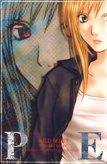1girl artist_name aya_brea bad_id black_jacket blonde_hair blue_eyes commentary_request expressionless hair_over_shoulder izumi_natsuka jacket leather leather_jacket looking_to_the_side parasite_eve_(series) parasite_eve_i red_eyes shirt solo upper_body white_shirt