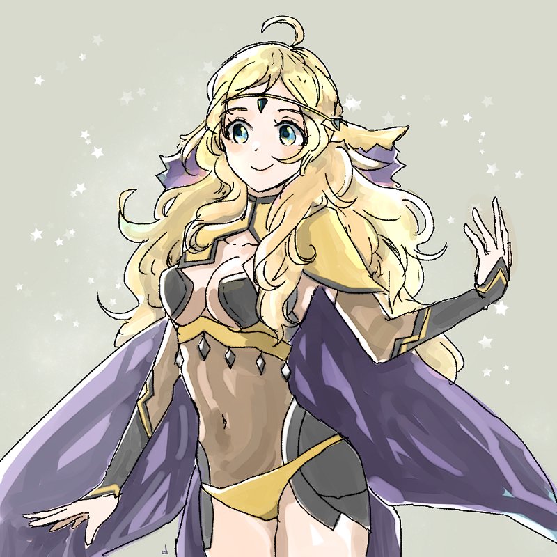 1girl ahoge blonde_hair bodystocking breasts cape circlet cleavage covered_navel donkuma_kakusei facing_viewer fire_emblem fire_emblem_fates grey_eyes looking_at_viewer medium_breasts nintendo ophelia_(fire_emblem) solo swept_bangs turtleneck upper_body