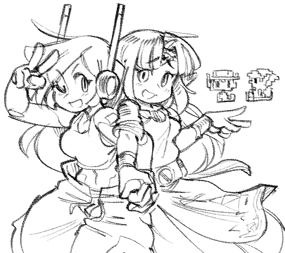 crossover curly_brace doukutsu_monogatari female_focus humanoid_robot link monochrome nintendo princess_zelda quote_(cave_story) robot robot_girl source_request sprite the_legend_of_zelda wamudraws year_request zelda_(a_link_between_worlds)