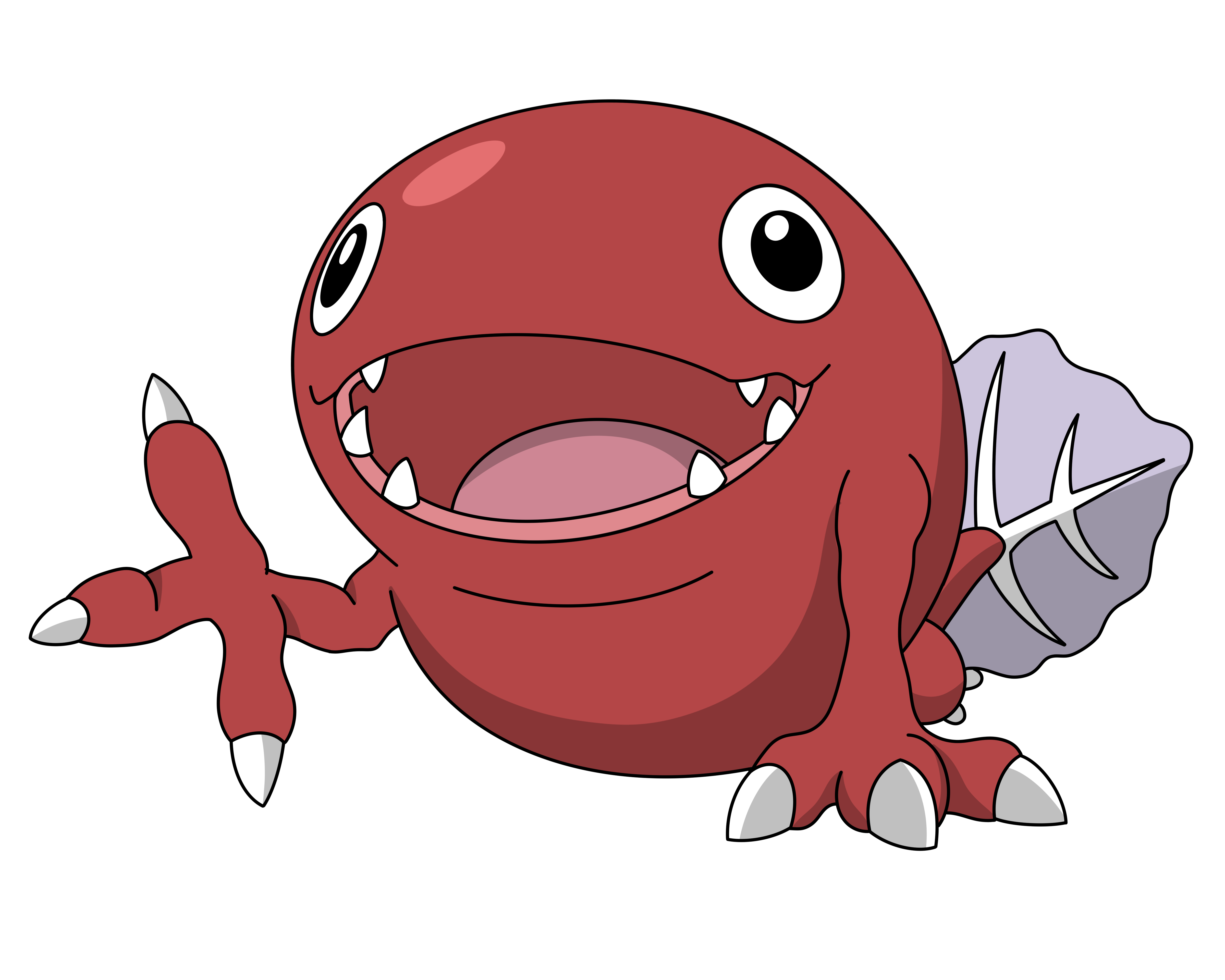 absurdres claws digimon digimon_(creature) highres open_mouth otamamon_(red) solo tail