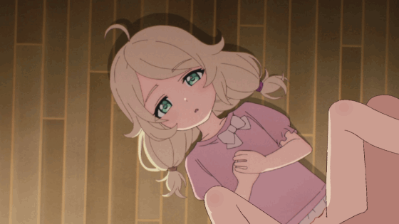 1boy 1girl animated animated_gif artist_request from_above hetero idolmaster idolmaster_cinderella_girls loli non-web_source pink_shirt pov sex shirt source_request third-party_edit yusa_kozue