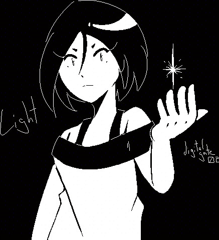 child digimon digimon_adventure_tri. english_text himekawa_maki looking_at_viewer monochrome serious short_hair