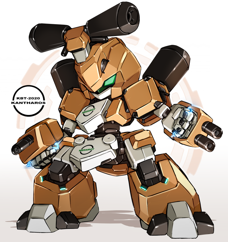 cannon green_eyes gun kantaros karukan_(monjya) mecha medarot metabee no_humans robot solo standing weapon