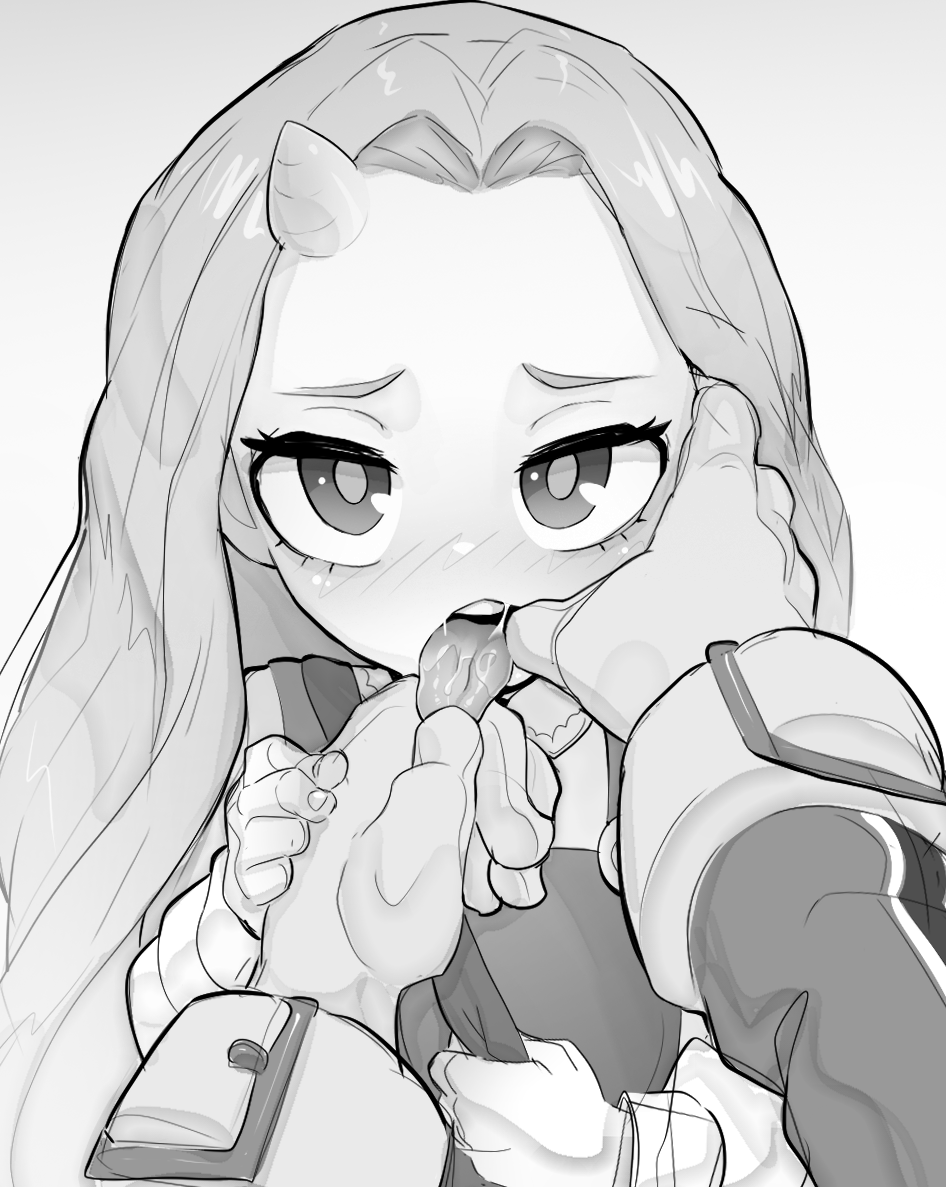 2girls age_difference asui_tsuyu blush bodysuit boku_no_hero_academia dress drooling eri_(boku_no_hero_academia) female_pov finger_in_another&#039;s_mouth forehead gloves hand_grab hand_on_another&#039;s_face holding_another&#039;s_tongue holding_hands horns loli long_hair looking_at_viewer monochrome mouth_drool mouth_focus multiple_girls onee-loli open_mouth pov rodecchi saliva shirt single_horn small_horns tongue tongue_grab tongue_out yuri