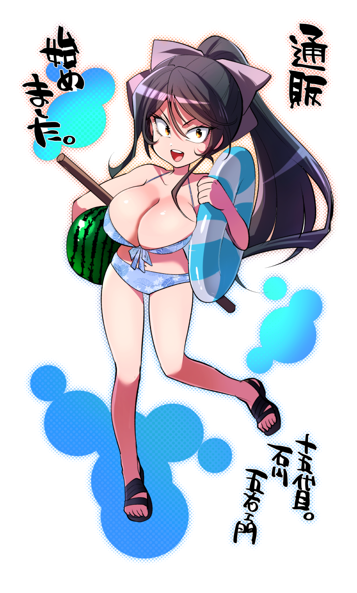 1girl bikini breasts cleavage grandaughter_of_goemon large_breasts lupin_iii marimo_(yousei_ranbu) ponytail solo swimsuit
