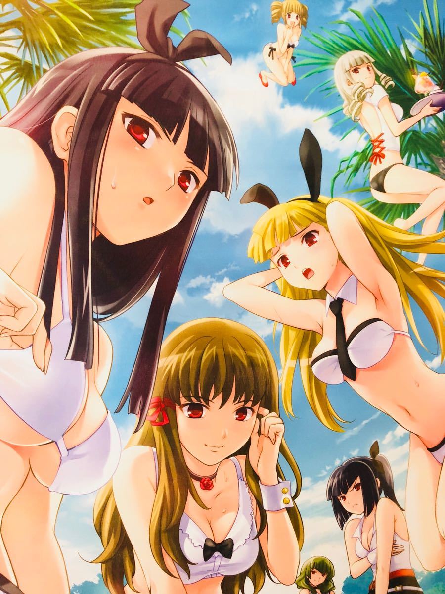 6+girls animal_ears asmodeus_(umineko) beelzebub_(umineko) belphegor_(umineko) black_hair blonde_hair bow bowtie breasts brown_hair cleavage cloud cloudy_sky covering_privates drill_hair fake_animal_ears highres leviathan_(umineko) long_hair looking_at_viewer lucifer_(umineko) mammon_(umineko) medium_breasts multiple_girls navel necktie official_art one-piece_swimsuit open_mouth outdoors palm_tree ponytail rabbit_ears red_eyes satan_(umineko) sky smile stakes_of_purgatory swimsuit tree umineko_no_naku_koro_ni white_one-piece_swimsuit