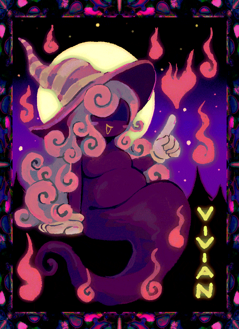 1girl animated animated_gif blush_stickers breasts character_name colored_skin commentary curly_hair english_commentary english_text full_moon ghost ghost_tail gloves hat long_hair mario_(series) medium_breasts moon nintendo no_eyes open_mouth paper_mario paper_mario:_the_thousand-year_door pink_hair purple_skin sitting slitherbop smile solo striped_clothes striped_headwear tail two-tone_headwear vivian_(paper_mario) white_gloves witch_hat yellow_lips