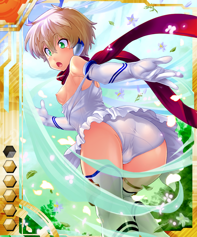 1girl ass card_(medium) card_(orange-ur) card_(ur) halo kuuchuu_yousai michea_silkys short_hair taimanin_(series) taimanin_asagi_battle_arena_all_card_gallery taimanin_asagi_kessen_arena