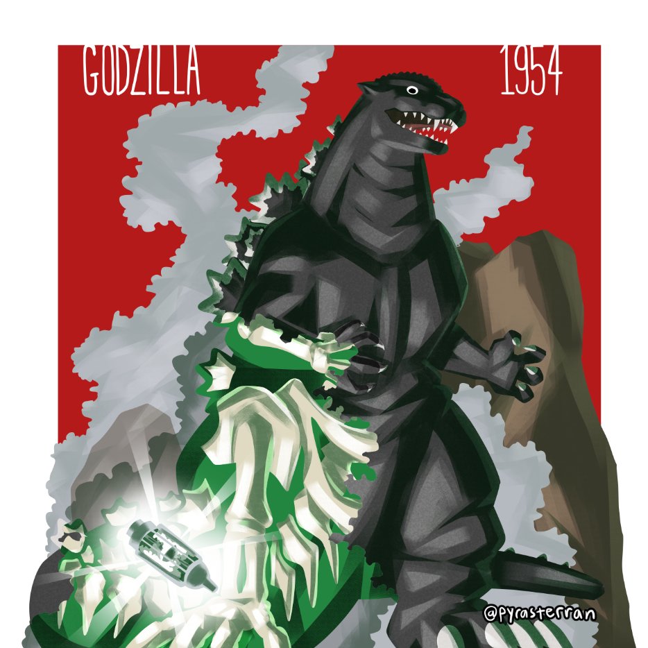 bone bubble chemical_weapon chemicals claws dinosaur energy giant giant_monster glowing glowing_weapon godzilla godzilla_(1954) godzilla_(series) kaiju monster no_humans open_mouth oxygen_destroyer pointy_ears pyrasterran ribs sea_monster sharp_teeth skeleton smoke spikes tail teeth toho underwater weapon weapon_of_mass_destruction