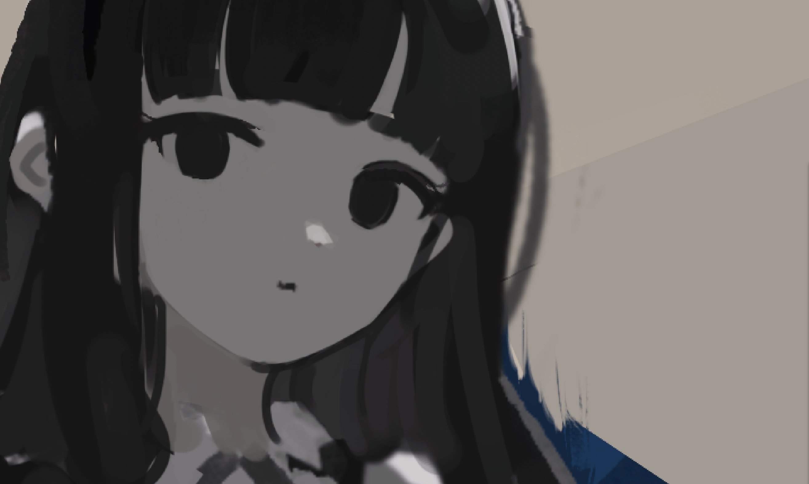 1girl black_eyes black_hair blunt_bangs close-up highres long_hair original orval solo upper_body
