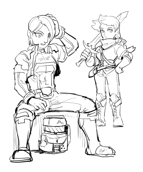 1boy 1girl boots braid braided_ponytail corset cropped_jacket dancho_no_mori expressionless full_body genderswap genderswap_(ftm) genderswap_(mtf) gloves greyscale hand_on_own_head hand_up high_collar holding holding_sword holding_weapon knee_pads long_hair looking_at_viewer low_ponytail mii_gunner mii_gunner_(smash_ultimate) mii_swordfighter mii_swordfighter_(smash_ultimate) monochrome muscular muscular_male nintendo over_shoulder ponytail short_hair short_sleeves sitting spread_legs standing super_smash_bros. sword weapon weapon_over_shoulder