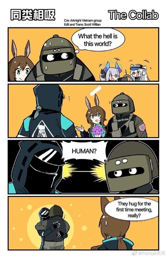 amiya_(arknights) arknights ballistic_face_mask ballistic_face_shield ballistic_helmet doctor_(arknights) liskarm_(arknights) maska tachanka_(rainbow_six_siege) tagme visor visor_(armor)