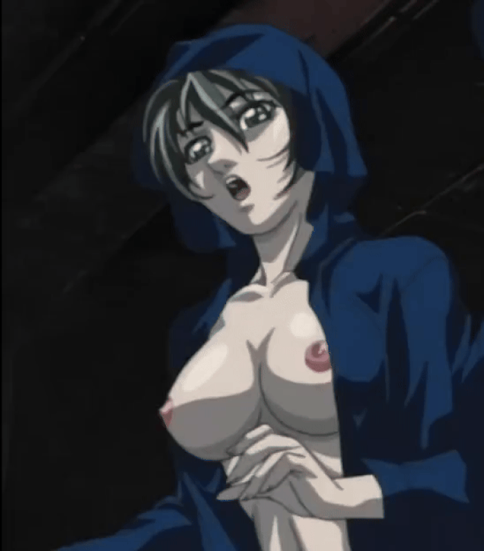 00s 1girl 2002 animated animated_gif basement bible_black bible_black_gaiden bouncing_breasts breasts brown_hair cloak green_eyes large_breasts lowres nipples ritual robe shido_saki short_hair tagme
