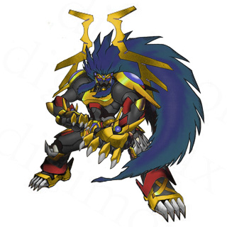 1boy apollomon apollomon_whispered blue_hair corruption digimon digimon_(creature) long_hair male_focus solo third-party_edit