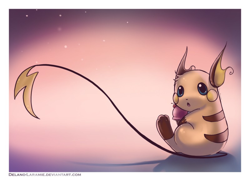 delano-laramie food gen_1_pokemon ice_cream nintendo no_humans pokemon pokemon_(creature) raichu sweets