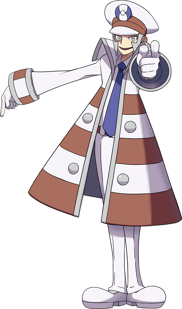1boy belt belt_buckle blue_necktie brown_belt buckle coat collared_shirt emmet_(pokemon) full_body gloves grey_eyes grey_hair hat high_collar highres long_sideburns long_sleeves looking_at_viewer male_focus necktie nintendo official_art oomura_yuusuke open_clothes open_coat open_mouth pants peaked_cap pointing pointing_at_viewer pointing_down pokemon pokemon_bw shirt shoes short_hair sideburns smile solo standing striped_coat transparent_background white_coat white_gloves white_hat white_pants white_shirt white_shoes