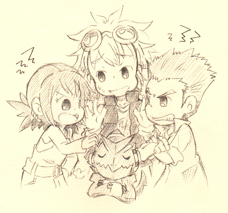 digimon digimon_xros_wars hinomoto_akari kudou_taiki shoutmon tsurugi_zenjirou