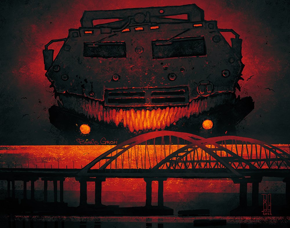 artillery bird black_sea boris_groh bridge kerch_bridge m142_himars machinery military_vehicle missile_launcher missile_vehicle monster motor_vehicle multiple_rocket_launcher ocean original rocket_artillery russo-ukrainian_war seagull self-propelled_artillery self-propelled_rocket_launcher teeth terrorism transporter_erector_launcher war
