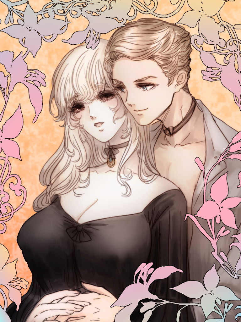 black_choker blonde_hair breasts choker genderswap genderswap_(mtf) hetero jojo_no_kimyou_na_bouken kinako_(nurupoga) open_mouth prosciutto risotto_nero vento_aureo white_hair