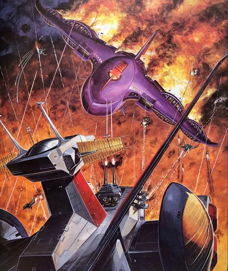aircraft battle burning fire firing gau gundam kiha-1835200 mobile_suit_gundam painting_(medium) radar_dish radio_antenna radome realistic scan science_fiction spacecraft spoilers traditional_media turret white_base window