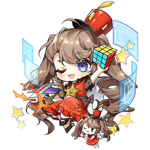 2girls ;3 ;d ahoge arm_up artist_request black_bow black_shoes blue_eyes blush blush_stickers bow brown_hair chibi dress drill_hair fairy_(girls&#039;_frontline) full_body girls&#039;_frontline hair_bow hand_up hat holding holding_toy holographic_interface mini_hat mini_shako_cap multiple_girls official_art one_eye_closed open_mouth raised_eyebrow red_dress rubik&#039;s_cube shako_cap sheriff_badge shoes short_sleeves simple_background smile star_(symbol) third-party_source toy toy_airplane toy_fairy_(girls&#039;_frontline) transparent_background twin_drills twintails winding_key