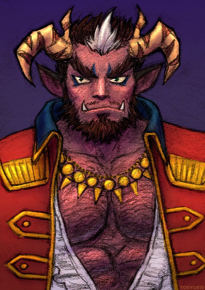 1boy abs animal_ears another_eidos-r bara beard brown_hair bulge coat colored_skin curled_horns demon_boy facial_hair full_beard horns horse_boy horse_ears huge_eyebrows jewelry large_pectorals looking_ahead male_focus mature_male monster_boy multicolored_hair multiple_horns muscular muscular_male navel navel_hair necklace nipples pectorals pencil_mustache pink_skin short_hair sideburns solo stalon_(another_eidos) stomach streaked_hair thick_beard thick_thighs thighs topless_male tosyo510 tusks upper_body very_hairy white_hair yellow_horns