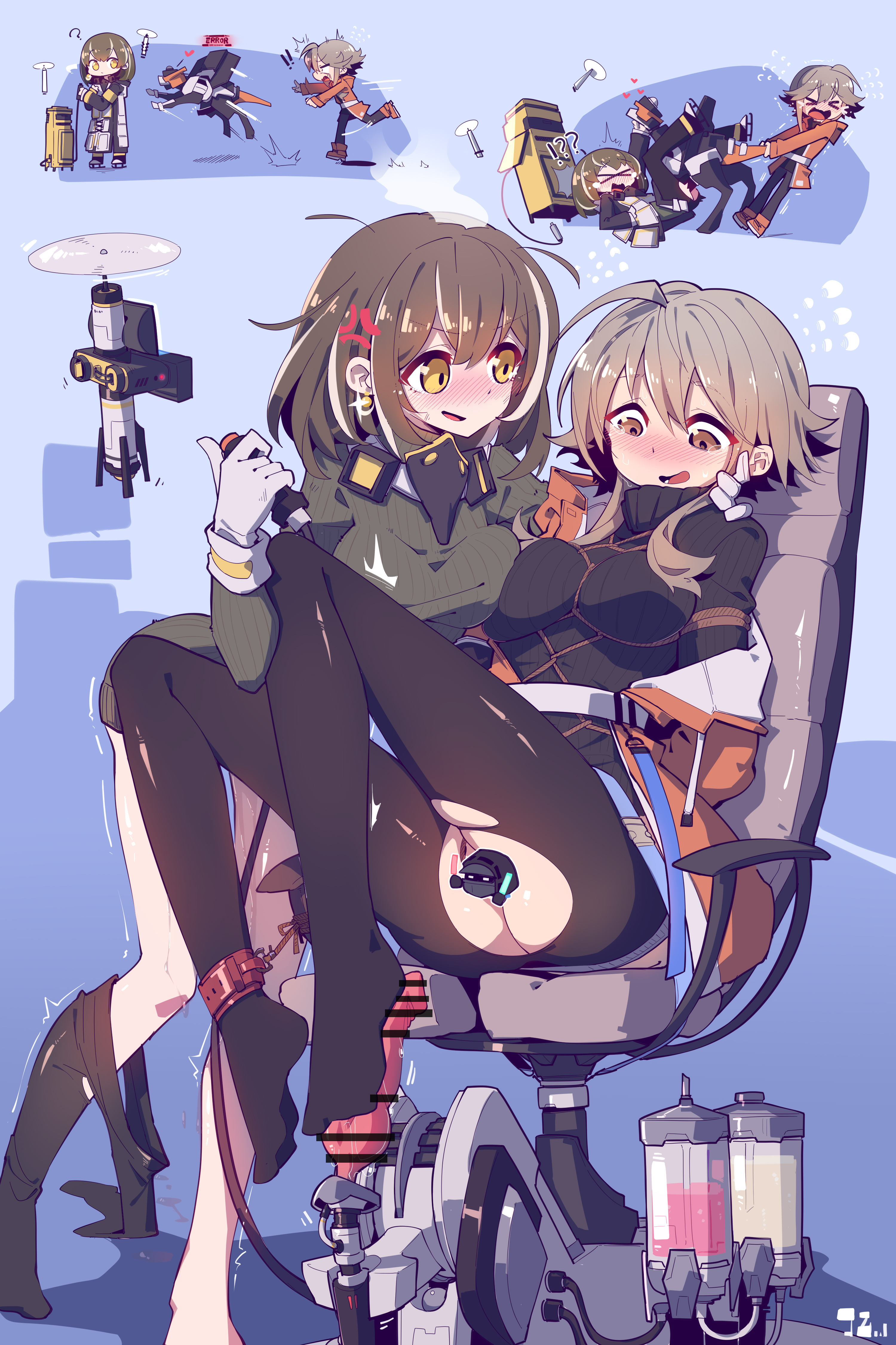 ! !! >_< 2girls :d ? ^^^ absurdres ahoge anger_vein animal_penis arknights arms_behind_back artistic_error bar_censor bdsm bird_mask black_legwear black_sweater blue_background blush bondage boots bound breasts brown_eyes brown_footwear brown_hair camera censored chair character_censor chinese_commentary clothes_pull coat controller crotch_cutout cuffs dildo doctor_(arknights) dog_penis drone earrings full_body gloves green_sweater grey_gloves hair_between_eyes head_steam highres hood hooded_coat imazawa jewelry jumping knotted_dildo knotted_penis large_variant_set leaning_forward light_brown_hair looking_down magallan_(arknights) mask mask_around_neck mayer_(arknights) medium_breasts medium_hair messy_hair multicolored_hair multiple_girls nervous_sweating no_panties no_shoes non-humanoid_robot novelty_censor off_shoulder open_clothes open_coat open_mouth orange_coat pantyhose pantyhose_around_one_leg pantyhose_pull penis pulling pussy_juice rape remote_control restrained revenge ribbed_sweater robot robot_animal robot_dog robot_sex rope running sanpaku sex_machine sex_toy shackles shibari short_hair sidelocks simple_background sitting skates smile standing streaked_hair sweat sweater taut_clothes tearing_up tears torn_clothes torn_legwear trembling turtleneck turtleneck_sweater two-tone_hair v-shaped_eyebrows variant_set white_coat white_hair winter_clothes winter_coat xd yellow_eyes