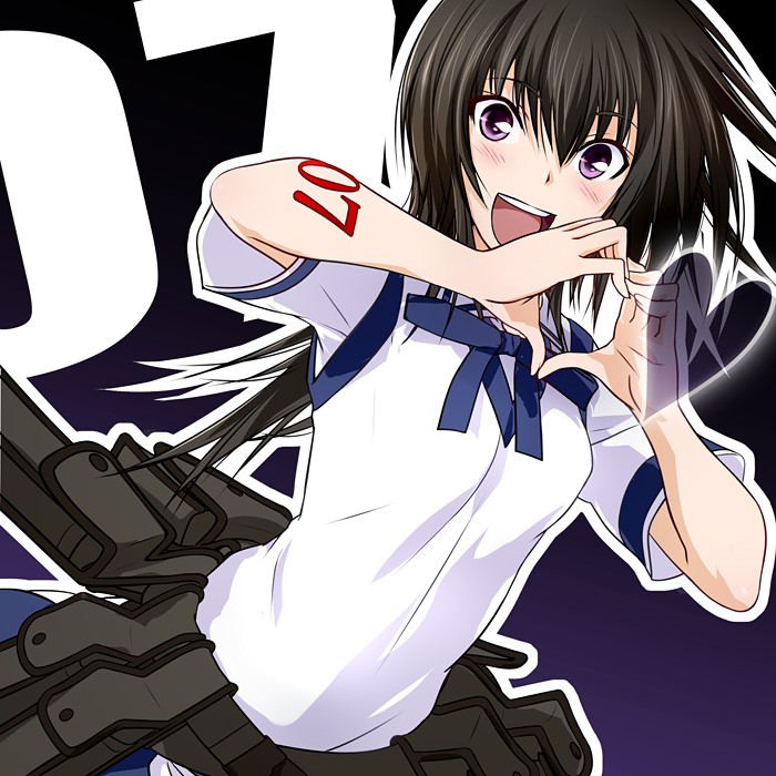 1girl black_hair blush female_focus heart heart_hands kawagishi_keitarou long_hair maji_de_watashi_ni_koi_shinasai! maji_de_watashi_ni_koi_shinasai!_s matsunaga_tsubame official_art purple_eyes school_uniform short_hair smile solo