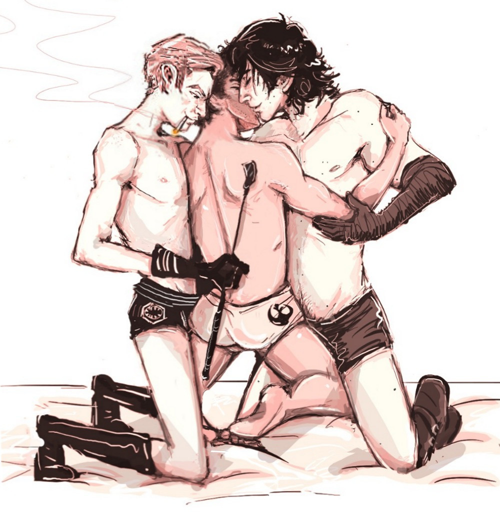 3boys boots cigarette feet general_hux gloves group_sex kylo_ren male_focus mmm_threesome multiple_boys poe_dameron riding_crop smoke smoking star_wars threesome yaoi