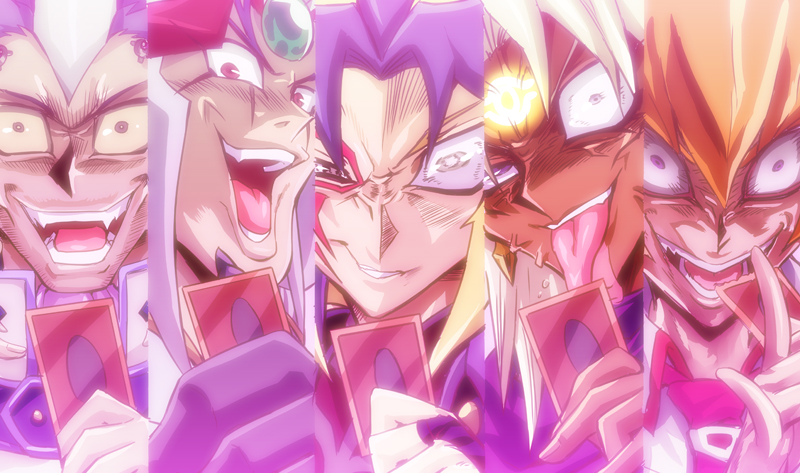 5boys aporia blonde_hair card character_request crazy_smile creepy dark-skinned_male dark_skin looking_at_viewer male_focus multicolored_hair multiple_boys open_mouth paradox_(yu-gi-oh!) parody purple_eyes purple_hair raku_(howdy) saio_takuma shingetsu_rei silver_hair smile style_parody tongue tongue_out uta_no_prince-sama vector_(yu-gi-oh!) vector_(yuu-gi-ou_zexal) yami_marik yu-gi-oh! yu-gi-oh!_duel_monsters yu-gi-oh!_zexal