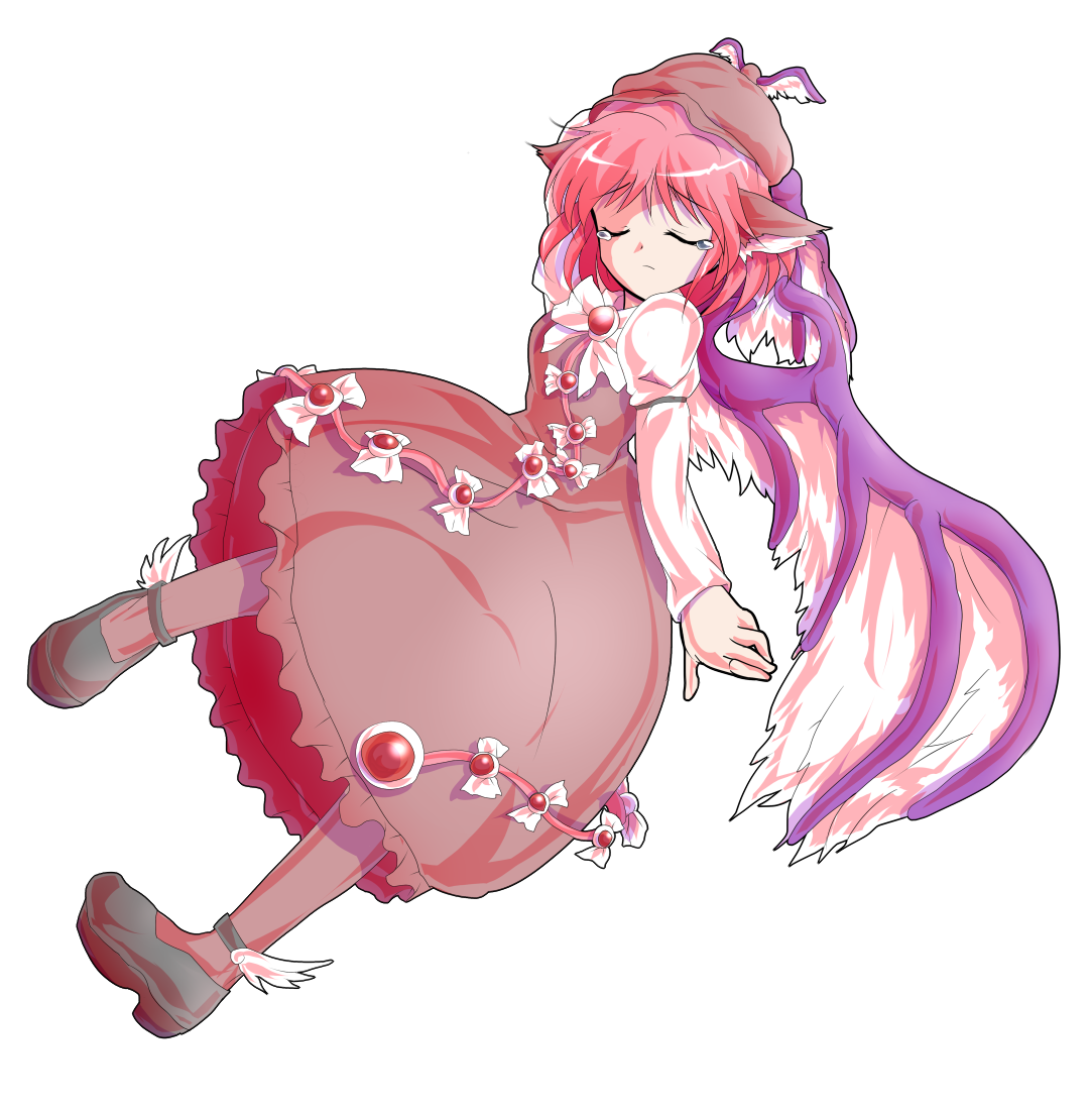 1girl alphes_(style) animal_ears bird_ears bird_wings black_shoes breasts brown_dress brown_hat brown_socks closed_eyes closed_mouth commentary_request dairi dress full_body hat imperishable_night large_variant_set long_sleeves looking_at_viewer medium_hair mystia_lorelei parody pink_hair shirt shoes socks solo style_parody tachi-e tearing_up touhou transparent_background variant_set white_shirt winged_hat wings