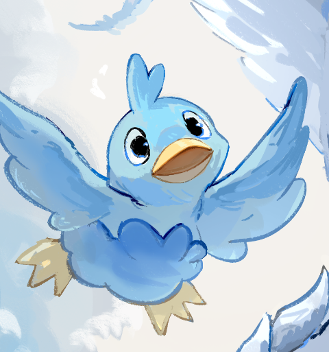 beak bird blue_feathers blue_theme commentary_request ducklett feathers flying game_freak gen_5_pokemon korean_commentary looking_ahead nintendo no_humans open_mouth pokemon pokemon_(creature) snow switssin wings