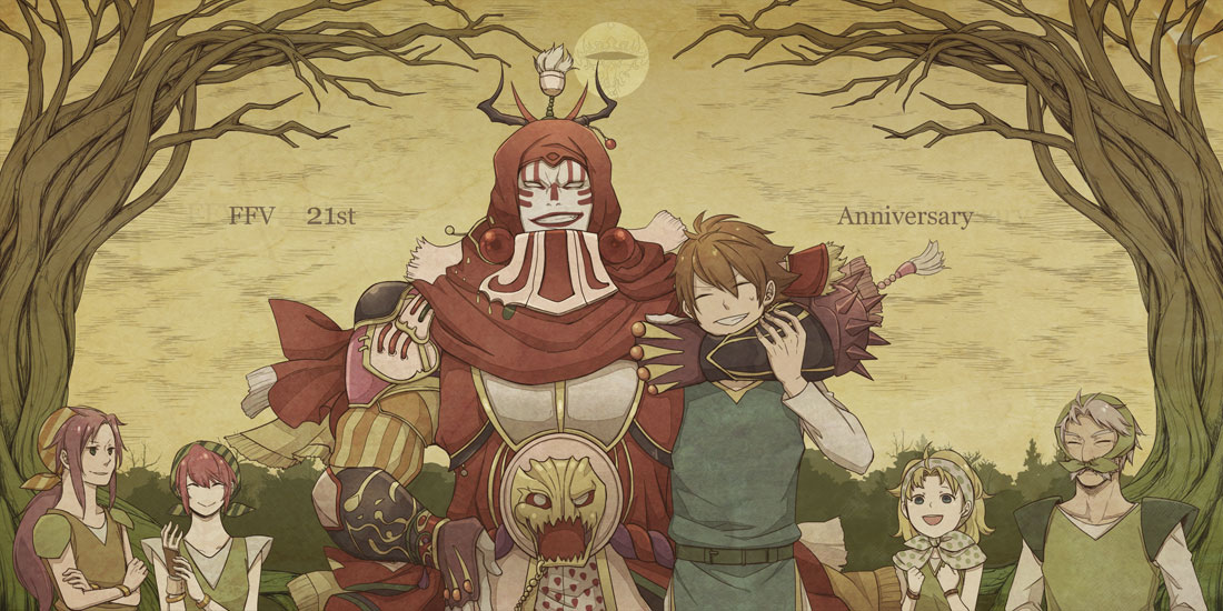 1990s_(style) bartz_klauser everyone exdeath faris_scherwiz final_fantasy final_fantasy_v galuf_halm_baldesion gilgamesh_(final_fantasy) krile_mayer_baldesion_(ff5) lenna_charlotte_tycoon