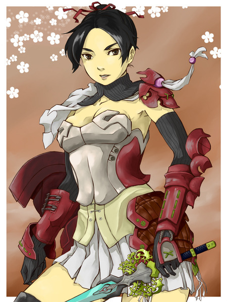 1girl armor breasts looking_at_viewer ninja odani_no_oyuu onimusha onimusha_2:_samurai&#039;s_destiny oyu_(onimusha) samurai solo
