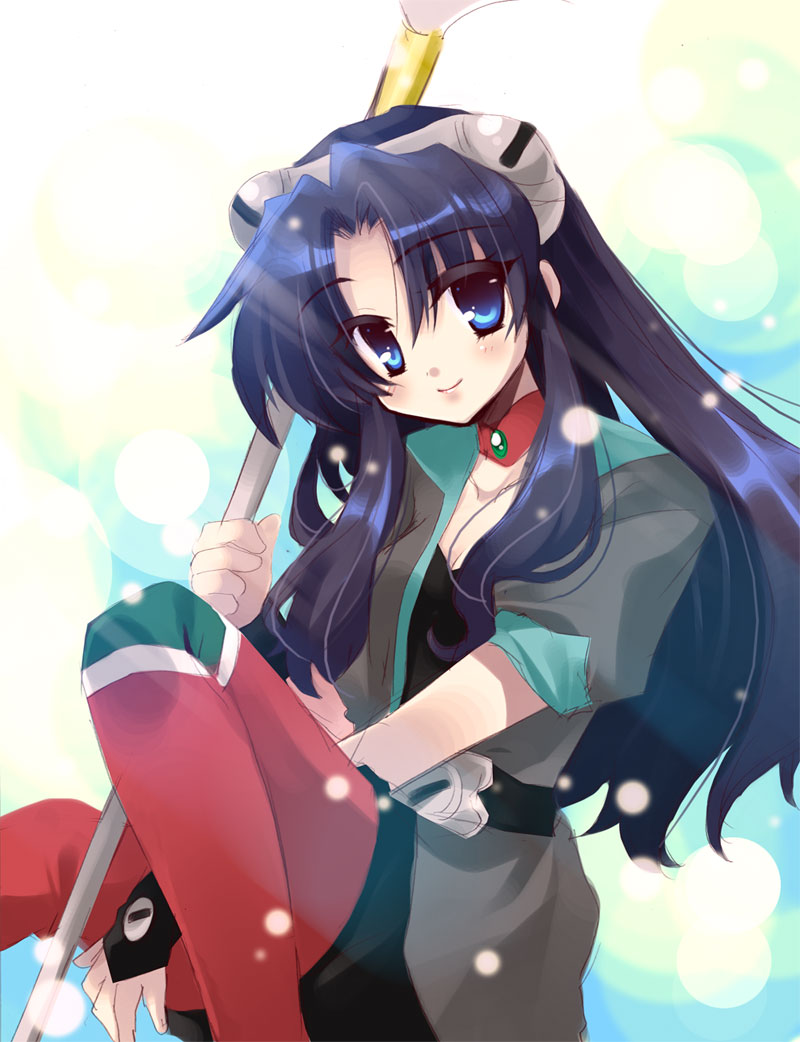 1990s_(style) 1girl blue_eyes blush el_hazard female_focus ifurita_tv izumi_makoto long_hair looking_at_viewer retro_artstyle smile solo