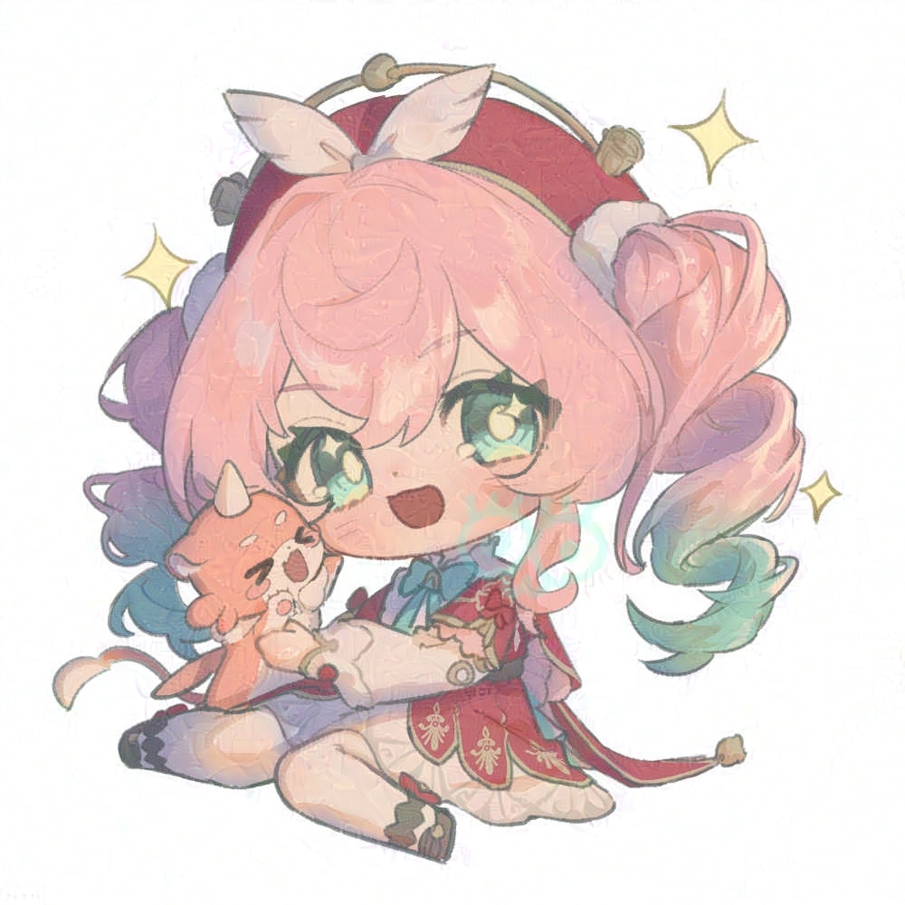 &gt;_&lt; 1girl animal animal_ears aqua_eyes black_shoes blue_bow blue_bowtie blue_hair blush blush_stickers bow bowtie chibi chibi_only chimera_(honkai:_star_rail) closed_eyes detached_sleeves dress drill_hair drill_sidelocks full_body gradient_hair hair_between_eyes hair_ornament hat hat_ribbon holding holding_animal honkai:_star_rail honkai_(series) horns hyacine_(honkai:_star_rail) hyourou_m long_hair long_sleeves looking_at_viewer multicolored_hair open_mouth otter otter_ears otter_tail pantyhose pink_fur pink_hair pom_pom_(clothes) pom_pom_hair_ornament puffy_detached_sleeves puffy_long_sleeves puffy_sleeves red_bow red_dress red_hat ribbon shoes sidelocks simple_background single_horn sitting smile sparkle sparkling_eyes tail twintails two-tone_dress white_background white_dress white_pantyhose white_ribbon