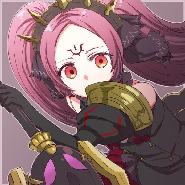 1girl alternate_hair_color artistic_error bad_id bad_twitter_id chaos_dorloto_(grimms_notes) grimms_notes pink_hair red_eyes solo sschimaki twintails