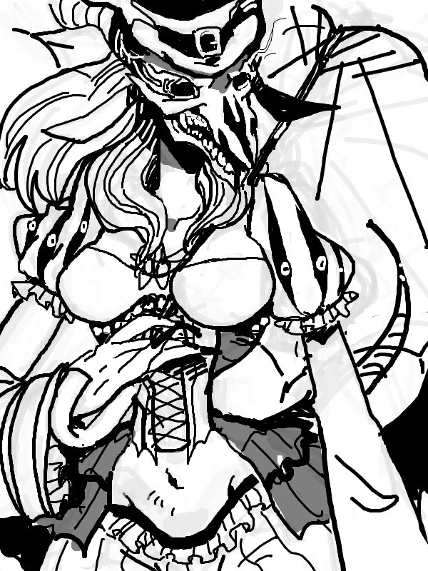 1girl breasts digimon digimon_(creature) female_focus hat medium_breasts mephismon mephismon_x-antibody skull solo