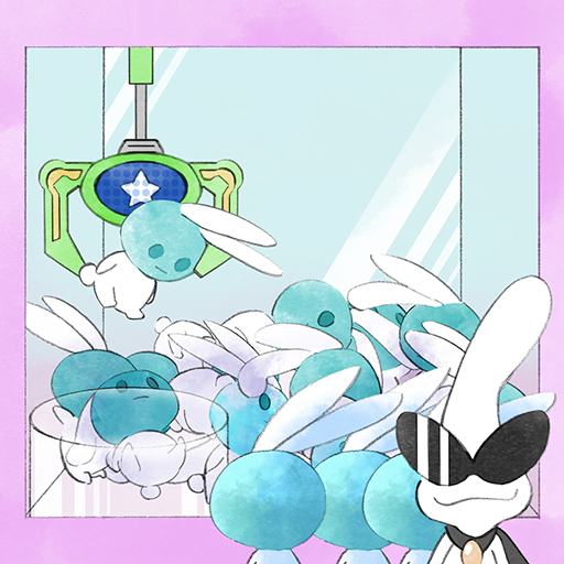 1boy alien alien_bunny_(warioware) black_cape cape colored_skin crane_game looking_at_viewer nintendo official_art orbulon smile sunglasses takeuchi_kou third-party_source warioware warioware:_get_it_together! white_skin