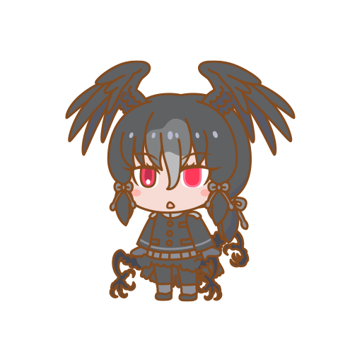 1girl bird_girl bird_tail bird_wings black_hair kemono_friends kemono_friends_pavilion long_hair looking_at_viewer official_art solo tail transparent_background wings yatagarasu_(kemono_friends)