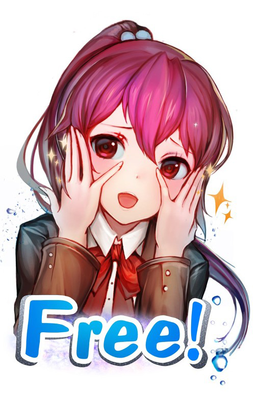 10s 1girl bad_id bad_pixiv_id blush copyright_name female_focus free! long_hair looking_at_viewer matsuoka_gou open_mouth papupu ponytail red_eyes red_hair smile solo water_drop