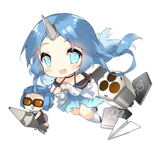2girls :d black_shoes blue_dress blue_eyes blue_hair blush blush_stickers brown_dress chibi dress fairy_(girls&#039;_frontline) fang full_body girls&#039;_frontline goggles halterneck holding_rocket horns long_hair long_sleeves looking_at_viewer multiple_girls multishot_rocket_launcher off-shoulder_dress off_shoulder official_art open_mouth orange-tinted_eyewear paper_airplane paw_pose rocket rocket_fairy_(girls&#039;_frontline) rocket_launcher saru shoes simple_background single_horn sleeves_past_wrists slit_pupils smile socks third-party_source tinted_eyewear transparent_background weapon white_socks
