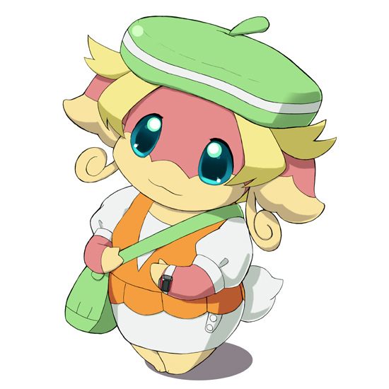 1girl audino bag beret bianca_(pokemon)_(cosplay) blonde_hair cosplay dress female_focus gen_5_pokemon handbag hat hijirino_yuuta nintendo pokemon skirt smile solo