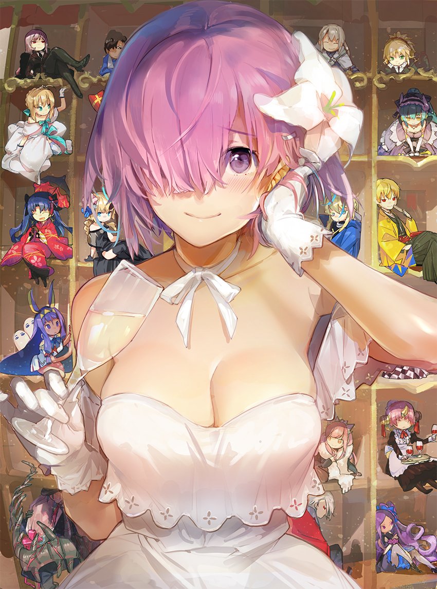 5boys 6+girls alcohol aqua_hair arjuna_(fate) arjuna_(formal_dress)_(fate) artoria_pendragon_(fate) artoria_pendragon_(lancer)_(fate) artoria_pendragon_(lancer)_(formal_dress)_(fate) bare_shoulders bedivere_(fate) bedivere_(formal_dress)_(fate) black_hair blonde_hair blush boots breasts champagne character_request chevalier_d&#039;eon_(fate) chevalier_d&#039;eon_(formal_dress)_(fate) cleavage collarbone cu_chulainn_(fate) cu_chulainn_(fate/stay_night) cu_chulainn_alter_(fate) cu_chulainn_alter_(fate/grand_order) cu_chulainn_alter_(formal_dress)_(fate) cup dark-skinned_male dark_skin dress drinking_glass fate/grand_order fate_(series) florence_nightingale_(fate) florence_nightingale_(formal_dress)_(fate) flower formal_clothes frankenstein&#039;s_monster_(fate) frankenstein&#039;s_monster_(formal_dress)_(fate) gilgamesh gilgamesh_(caster)_(fate) gilgamesh_(fate) gilgamesh_(formal_dress)_(fate) gloves hair_flower hair_ornament hair_over_eyes hair_over_one_eye hand_in_own_hair high_heel_boots high_heels ishtar_(fate) ishtar_(formal_dress)_(fate) japanese_clothes jeanne_d&#039;arc_(fate) jeanne_d&#039;arc_(formal_dress)_(fate) jeanne_d&#039;arc_(ruler)_(fate) karna_(fate) karna_(formal_dress)_(fate) kimono kiyohime_(fate) kiyohime_(formal_dress)_(fate) large_breasts light_purple_hair long_hair looking_at_viewer lying maid mash_kyrielight mash_kyrielight_(formal_dress) medb_(fate) medb_(formal_dress)_(fate) medjed_(fate) mordred_(fate) mordred_(fate/apocrypha) mordred_(formal_dress)_(fate) multiple_boys multiple_girls nitocris_(fate) nitocris_(formal_dress)_(fate) official_alternate_costume on_stomach pink_hair purple_eyes red_eyes romulus_(fate) romulus_(formal_dress)_(fate) saber_(fate) saber_(formal_dress)_(fate) scarf short_hair silver_hair smile souji_hougu spartacus_(fate) tohsaka_rin umbrella wavy_hair wine_glass wu_zetian_(fate) wu_zetian_(formal_dress)_(fate)