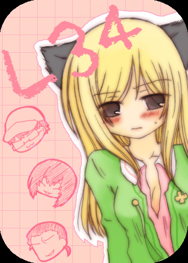 07th_expansion 2boys 2girls animal_ears blonde_hair blush breasts brown_eyes cat_ears chibi glasses hat higurashi_no_naku_koro_ni long_hair looking_at_viewer multiple_boys multiple_girls no_naku_koro_ni_(series) nomura_(higurashi) okonogi_tetsurou open_clothes open_mouth open_shirt ponytail roku_(345) shirt short_hair smile takano_miyo tomitake_jirou