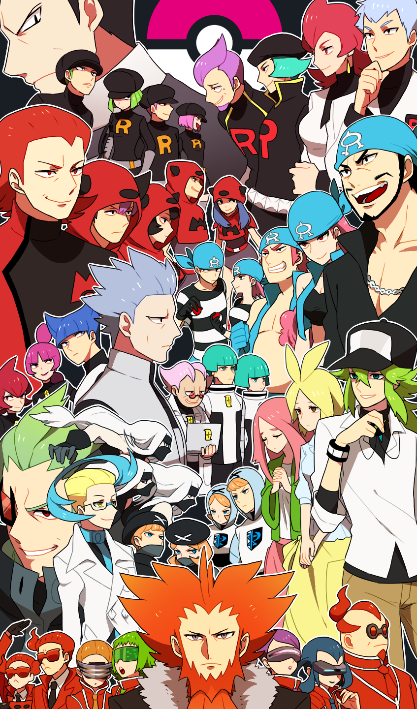 00s 10s 6+boys 6+girls aliana_(pokemon) anthea_(pokemon) archer_(pokemon) archie_(pokemon) ariana_(pokemon) bad_id bad_pixiv_id bandana baseball_cap beard belt beret black_gloves blonde_hair blue_eyes blue_gloves blue_hair breasts brown_eyes brown_hair bryony_(pokemon) business_suit celosia_(pokemon) charon_(pokemon) closed_eyes coat collar collarbone colress_(pokemon) computer concordia_(pokemon) courtney_(pokemon) cyrus_(pokemon) drses earrings facial_hair formal_clothes ghetsis_(pokemon) giovanni_(pokemon) gloves green_eyes green_hair hat highres hip_focus holding holding_poke_ball hood hoodie jacket jewelry jupiter_(pokemon) lab_coat lance_(pokemon) laptop legs li_sakura long_hair lysandre_(pokemon) mable_(pokemon) mars_(pokemon) matt_(pokemon) maxie_(pokemon) multiple_boys multiple_girls n_(pokemon) nintendo npc_trainer orange_hair petrel_(pokemon) pink_hair poke_ball pokemon pokemon_bw pokemon_bw2 pokemon_dppt pokemon_frlg pokemon_hgss pokemon_rse pokemon_xy proton_(pokemon) purple_hair red_eyes red_hair salute saturn_(pokemon) serious shadow_triad shelly_(pokemon) short_hair small_breasts smile suit tabitha_(pokemon) team_aqua team_aqua_grunt team_flare team_flare_grunt team_galactic team_galactic_grunt team_magma team_magma_grunt team_plasma team_plasma_grunt team_rocket team_rocket_grunt vest visor white_hair xerosic_(pokemon)