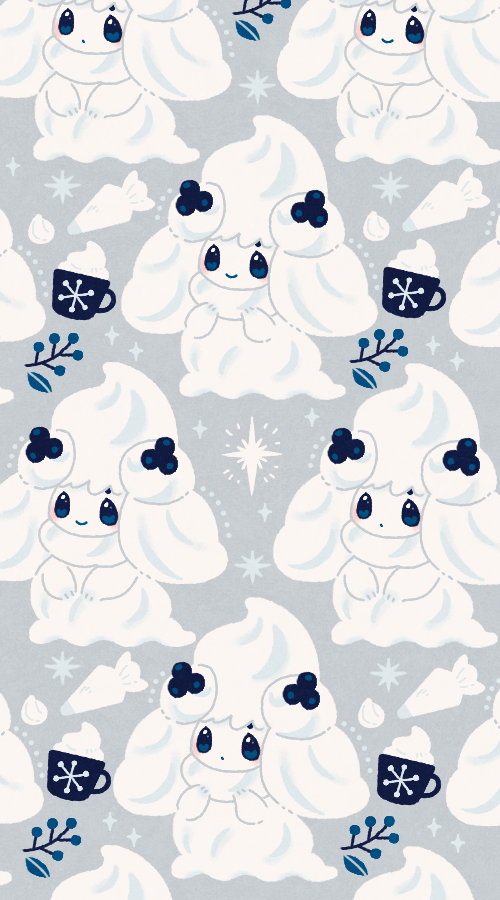 alcremie alcremie_(berry_sweet) blue_eyes bright_pupils closed_mouth cup gen_8_pokemon grey_background icing mug nintendo no_humans parted_lips pastry_bag pokemon pokemon_(creature) satsumapotato smile sparkle whipped_cream white_pupils